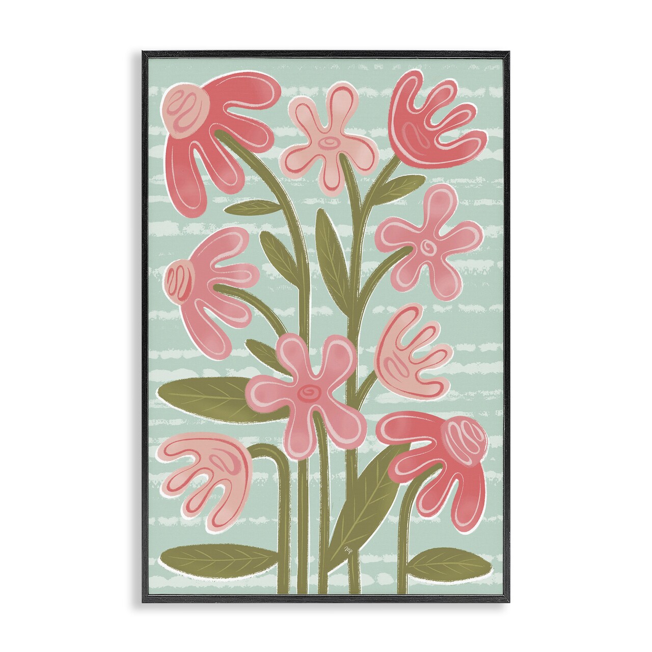 Stupell Industries Pink Whimsy Midcentury Flowers Framed Giclee, design by Martina Pavlova